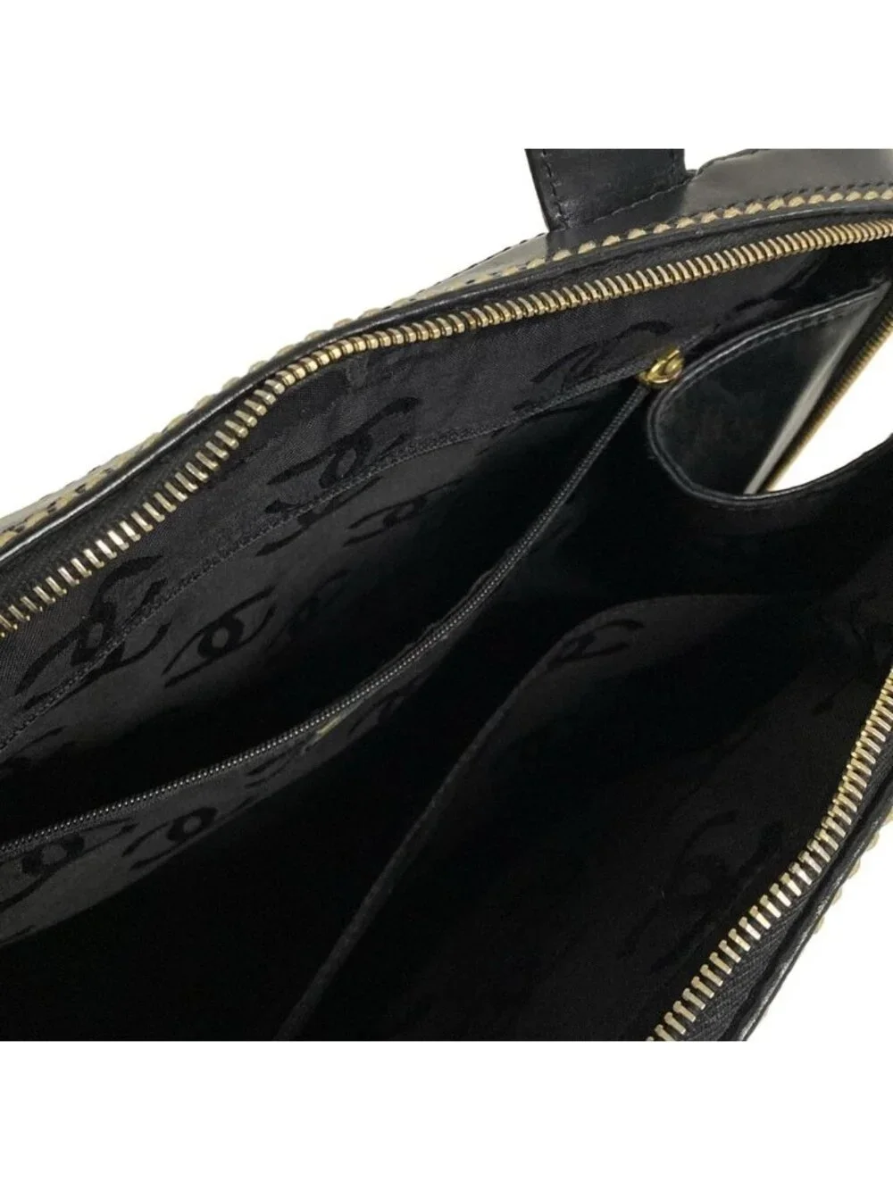 Chanel Handbag Wild Stitch Black Matte Gold Leather
